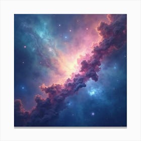 Watercolor Nebula With Serene Cosmic Colors 1 Canvas Print