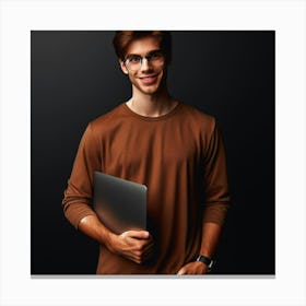 Young Man With Laptop 3 Canvas Print