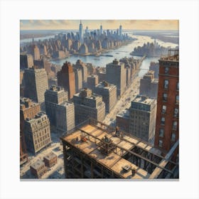 The High Wire Act: A Construction Worker's Daring Feat New York Canvas Print