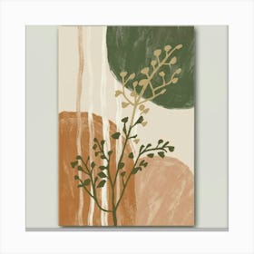 Abstract boho wall art in beige and green 2 Canvas Print