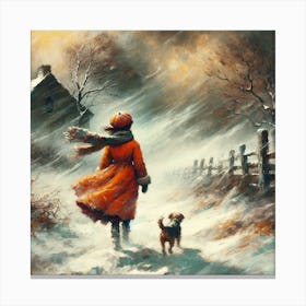 Girl In The Snow Art Print Canvas Print