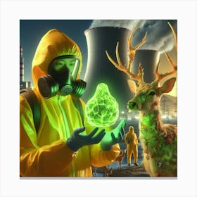 Man Holding A Green Deer Canvas Print