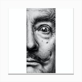 Salvador Dali Pencil Portrait Black and White Canvas Print