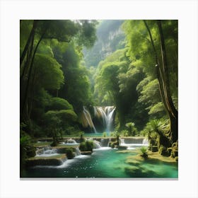 Waterfall In The Jungle 2 Canvas Print