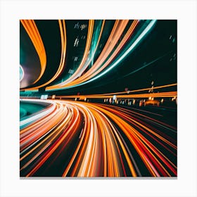 Long Exposure Of Traffic Lights Canvas Print