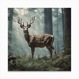 Deer In The Forest Haze Ultra Detailed Film Photography Light Leaks Larry Bud Melman Trending (18) Canvas Print