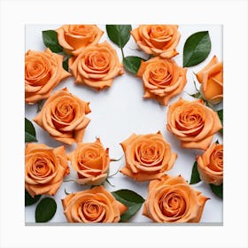 Orange Roses In A Circle Canvas Print