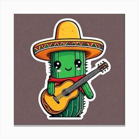 Cactus With Guitar 16 Canvas Print