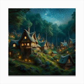 Elf Village At Night Canvas Print