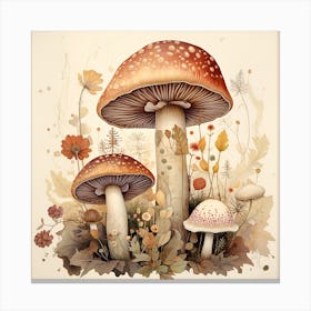 Mushrooms In The Autumn Canvas Print