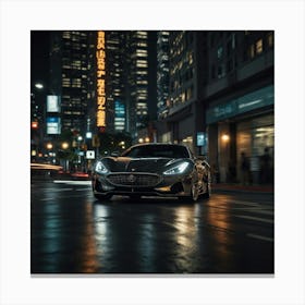 Super Car With A Chrome Exterior Reflecting The City Canvas Print