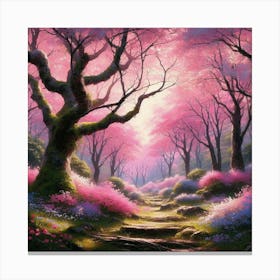 Cherry blossom forest in spring Canvas Print