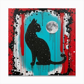 Moon and cat Canvas Print