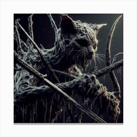 Cat With Swords 3 Canvas Print