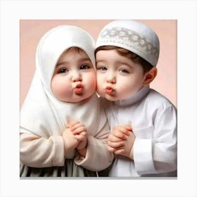 Cute Muslim Kids Canvas Print