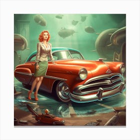 Girl In A Car 7 Canvas Print