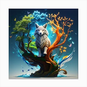 Wolf In The Tree Canvas Print