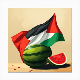 Palestine Flag And Watermelon Canvas Print