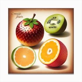 Realistic and Textured fruits Art Canvas Print