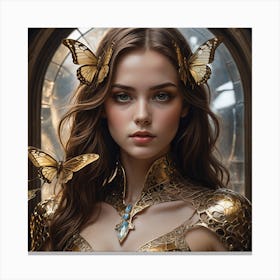 Girl With Butterflies Canvas Print