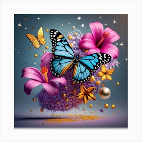 Butterflies And Flowers Canvas Print