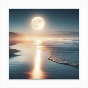 Full Moon Over The Ocean Canvas Print