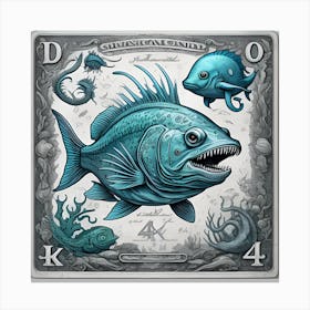 Deep Sea Monster Sea Creatures And Fish Vintage Print Canvas Print