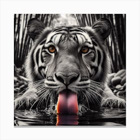 Tiger In The Water Canvas Print