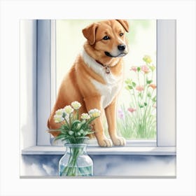 Dog By The Window Canvas Print