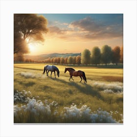 Horses In The Meadow 11 Canvas Print