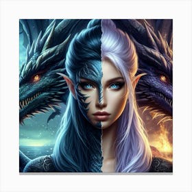 Two Dragons 3 Canvas Print