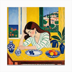 Woman At The Table 4 Canvas Print