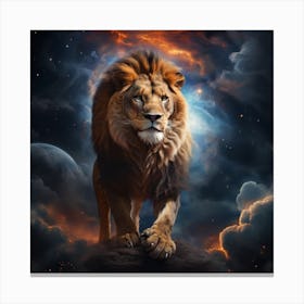 Lion In The Sky - A Lion Emerges From The Heart Of The Sky Canvas Print