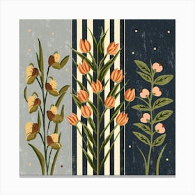 Flowers On A Stripe Canvas Print