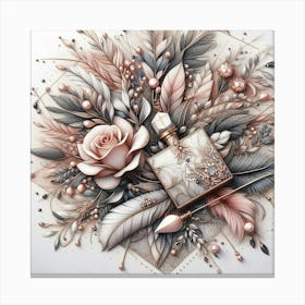 Roses And Feathers Canvas Print