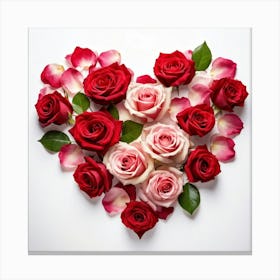 Bouquet Of Red And Pink Roses Forming A Heart Shape Signifying Affection And Togetherness For Valen Canvas Print