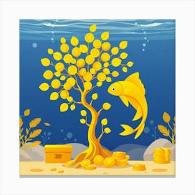 Gold Fish Tree Stampe su tela