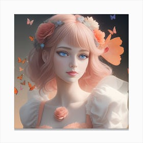 Girl With Butterflies Canvas Print