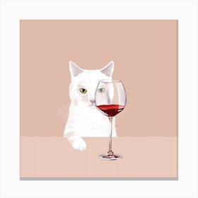 White Wine Cat Canvas Print