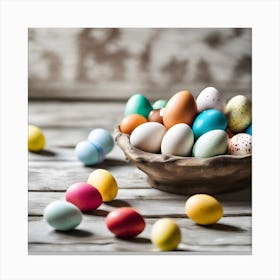 Easter Eggs In A Bowl Canvas Print