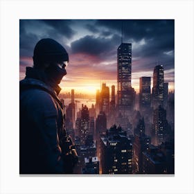 Police Officer In The City Canvas Print