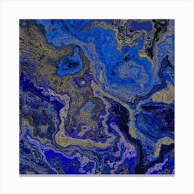 Abstract - Blue And Gold Abstract Painting Leinwandbild