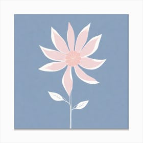 A White And Pink Flower In Minimalist Style Square Composition 325 Canvas Print