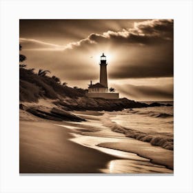 Lighthouse On The Beach Canvas Print