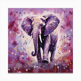 Elephant - Music Notes Canvas Print