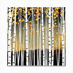 Birch Trees At Sunset Canvas Print