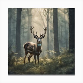 Deer In The Forest Haze Ultra Detailed Film Photography Light Leaks Larry Bud Melman Trending (28) Canvas Print