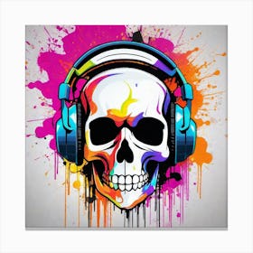 Skull With Headphones 42 Canvas Print