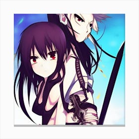 Anime Couple With Swords Canvas Print