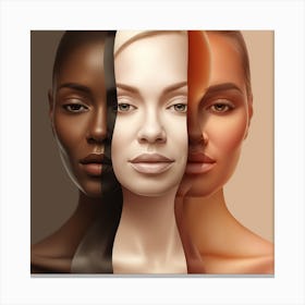 Three Women With Different Skin Tones 2 Canvas Print